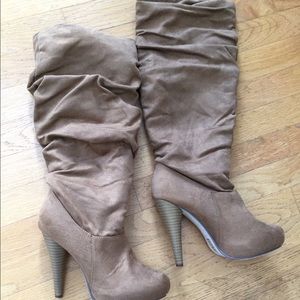 Tan Suede high heel boots