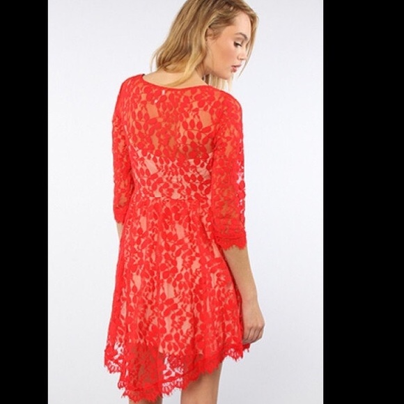 FREE PEOPLE RED LACE DRESS NWT - Picture 4 of 4