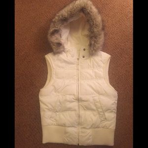 White Vest with Fur Hood
