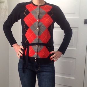 J. Crew Merino Wool Argyle Cardigan size: small