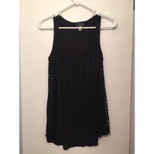 Francesca's Black Tank with Lace Layering