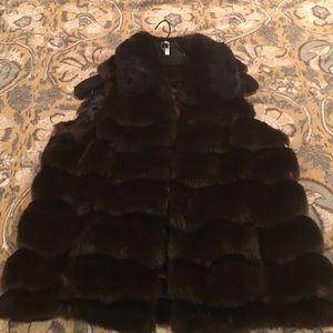 Brown/black fake fur vest