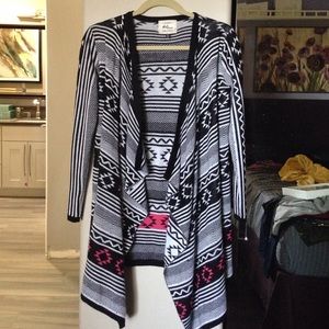 Black white and pink cardigan