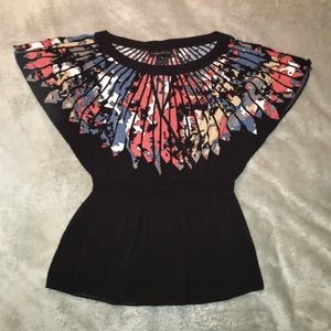 Black blouse with tribal detail