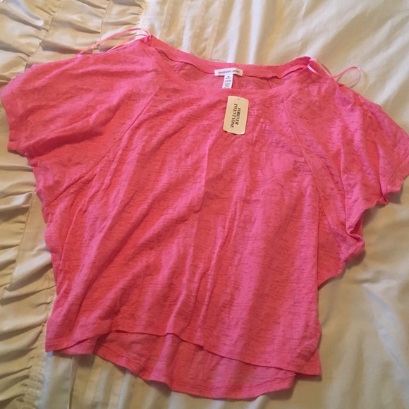 Off the shoulder pink shirt