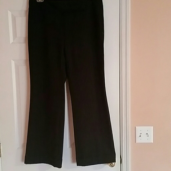 Black with blue stripes dressy pants.
