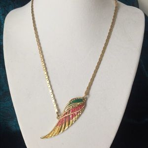 Rachel Roy Gold Colorful Feather Necklace