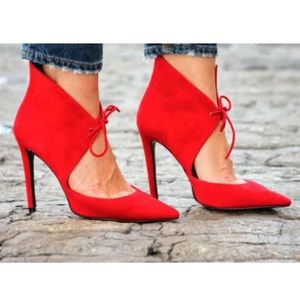 New Zara Suede Red Pumps