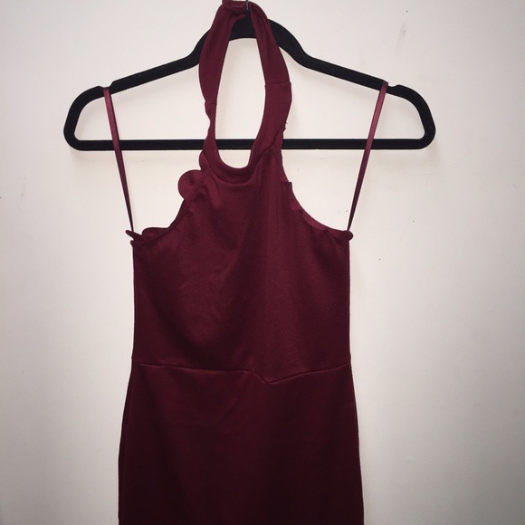 Red halter dress