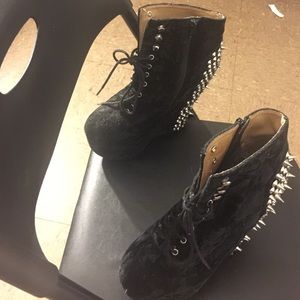 Suede Jeffrey Campbell spiked wedges