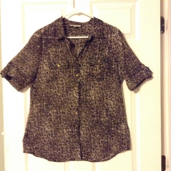 Sheer leopard print blouse