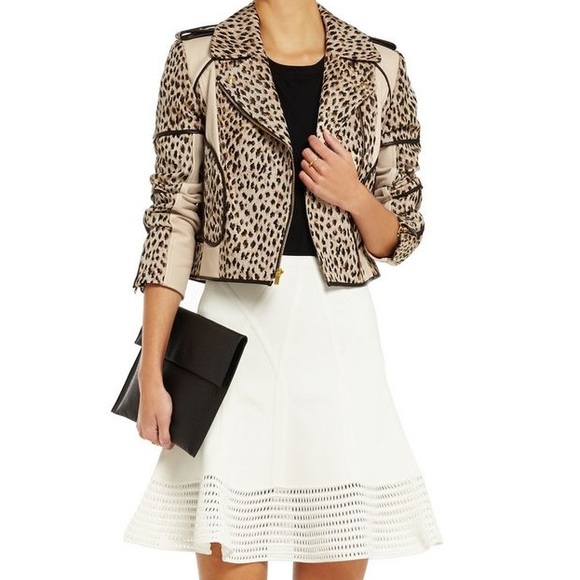 DVF Leopard Genuine Leather Jacket - Picture 2 of 4