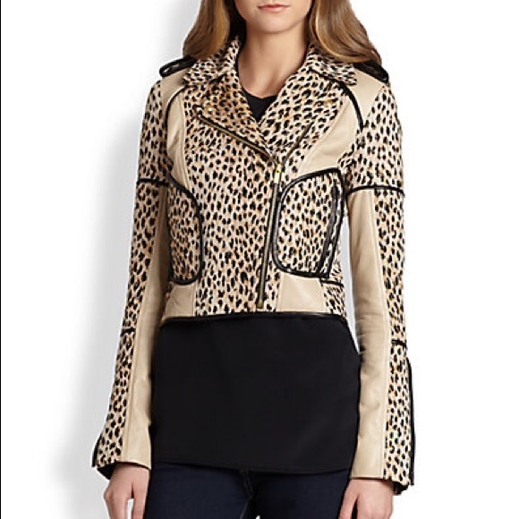 DVF Leopard Genuine Leather Jacket - Picture 3 of 4