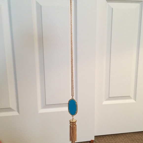 🆑 Teal and Gold tassel necklace - Picture 3 of 3