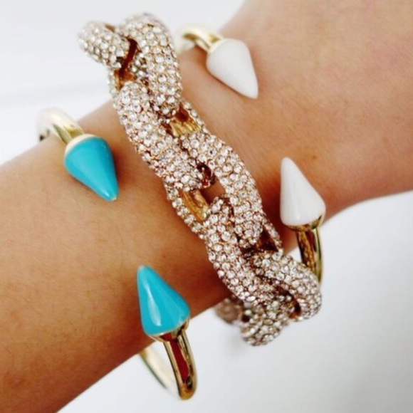 T&J Designs Jewelry - T+j Designs Gold Bracelet with White Enamel Spikes