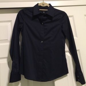 Banana Republic Navy Non-Iron Button Down Shirt