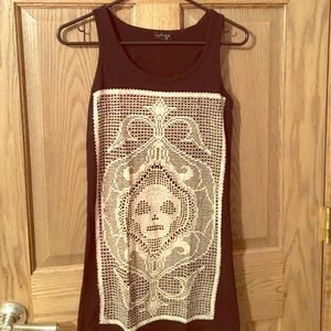 black tank with death tarot symbol