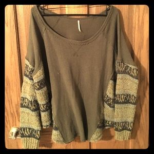 free people sweater with knitted sleeves