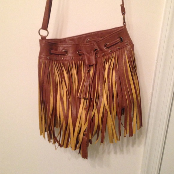 Brown fringe purse