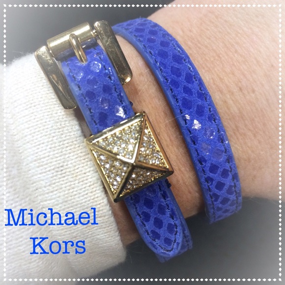 Michael Kors Jewelry - Michael Kors Blue Leather Double Wrap Bracelet