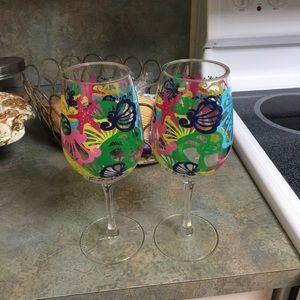 Lilly Pulitzer plastic wine glasses