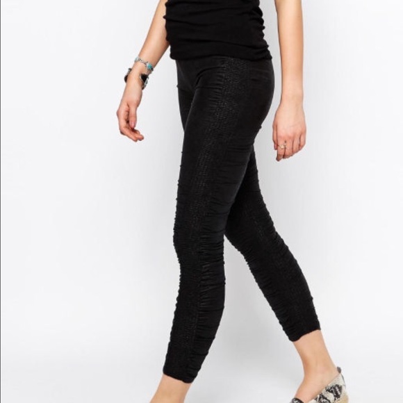 Free People Pants - Free People Faux Suede Black Leggings Skinny Pants