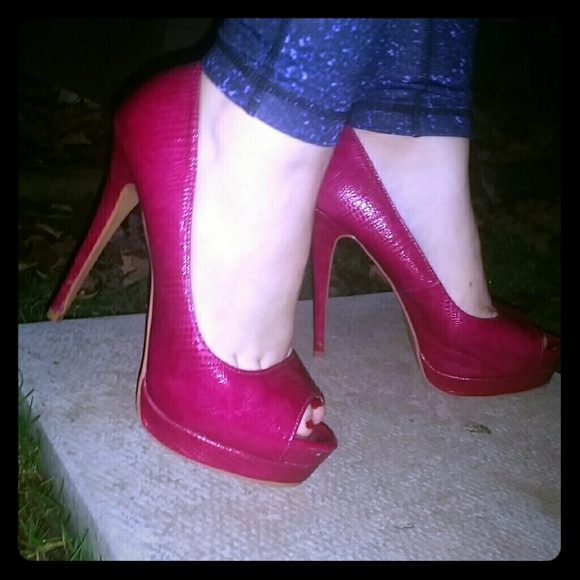 Pink Faux Snake Skin Heels