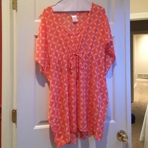 Coral bathing suit coverup, size medium