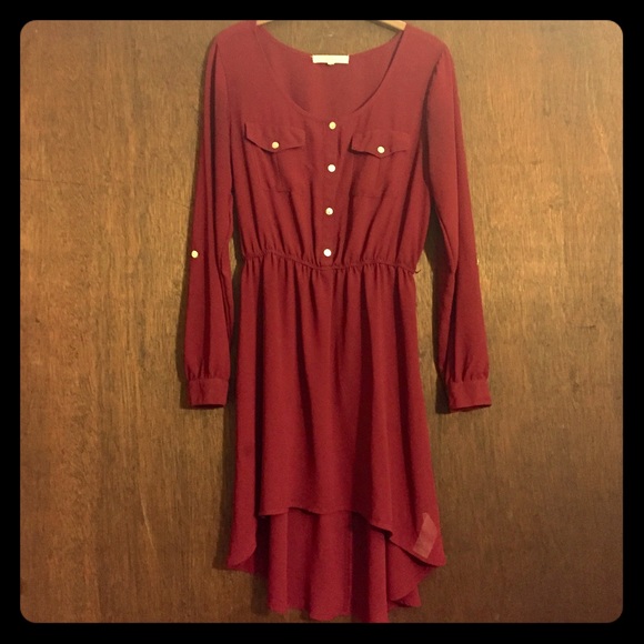 Rewind Dresses & Skirts - Sheer high-low cranberry dress M