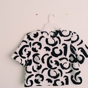 Black and white patterned blouse