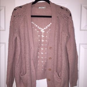 Kimchi Blue Back Stitch Cardigan- Dirty Pink