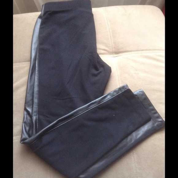 Faux leather front leggings