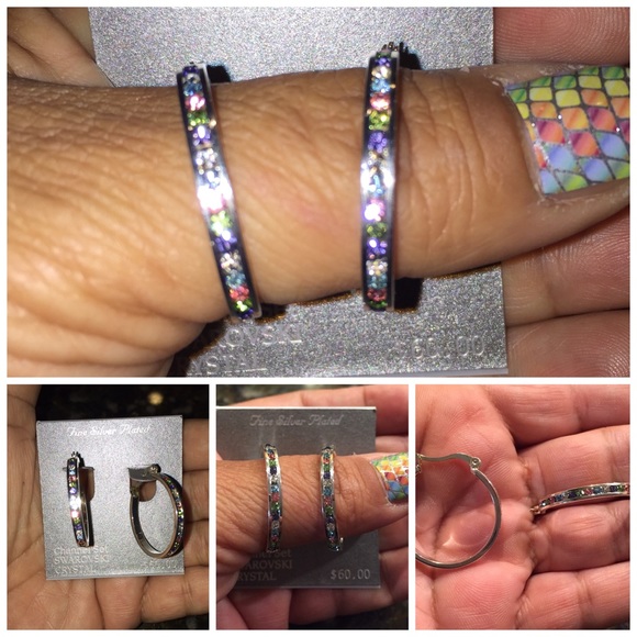 Hoop earrings with Swarovski crystals