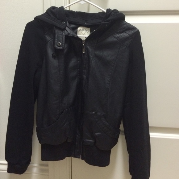 Pacsun faux leather hooded jacket