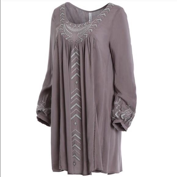 Long sleeve embroidered peasant dress