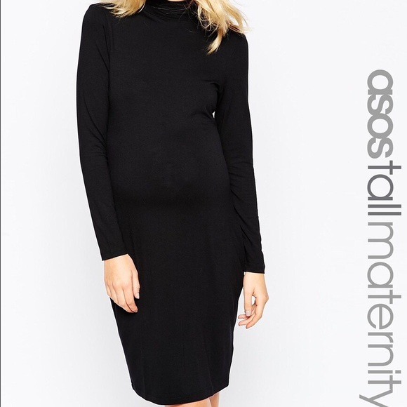 ASOS turtle neck black maternity dress