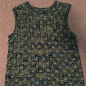 Hand Knitted Green/Blue Vest