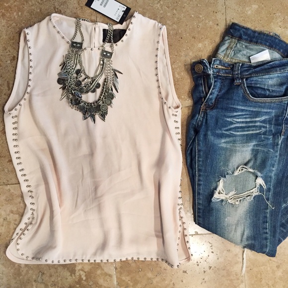 Blush Studded H&M Silky Top / Size 4