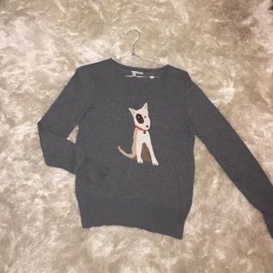 Dark gray sweater with dog center piece