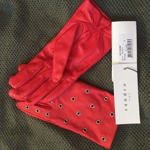 Sandro Red Lamb Gloves