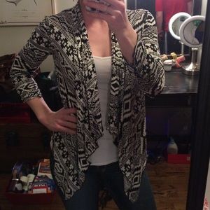 Aztec patterned drapey cardigan