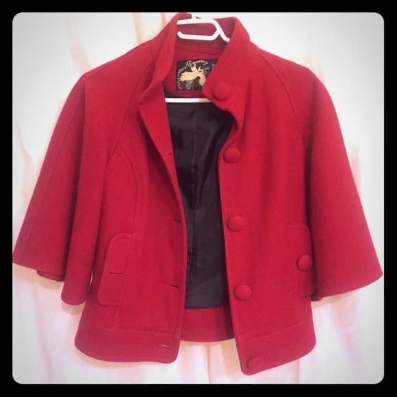 Red wool jacket/caplet (Zara)