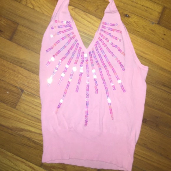 Pink halter top with sequins