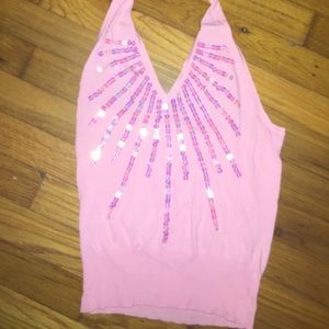 Pink halter top with sequins