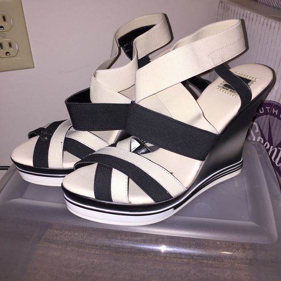 NINE WEST - stretch sandals with gradient heel