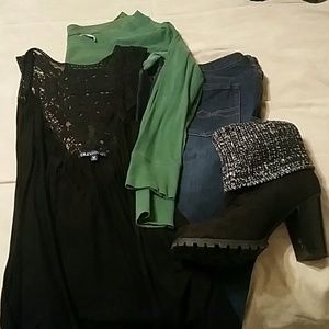 Black vest with lace accent