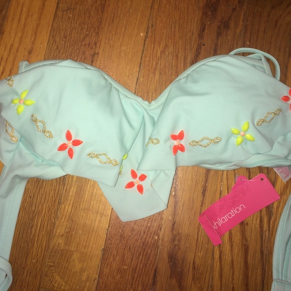 Teal blue bikini top