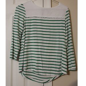 Green and White Striped Top