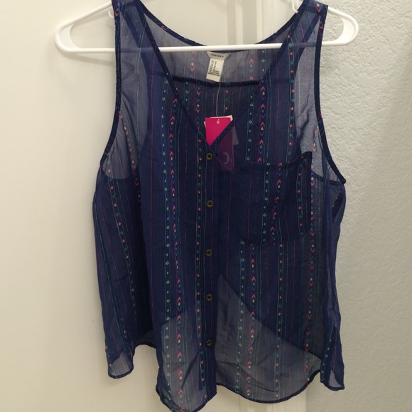 Blue Aztec Tank w Open Back - Picture 1 of 2