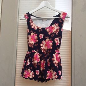 Anthropologie Floral Loose Peplum Tank Top